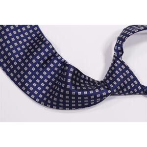 Brooks Brothers Navy Blue Square Jacquard Woven Silk Necktie Tie